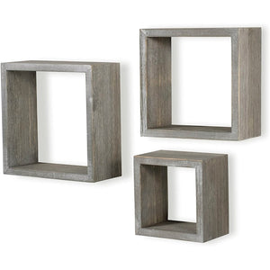 ITY International - Ensemble de 3 Tablettes En Bois Carré, Gris Taupe - Simple Boutique