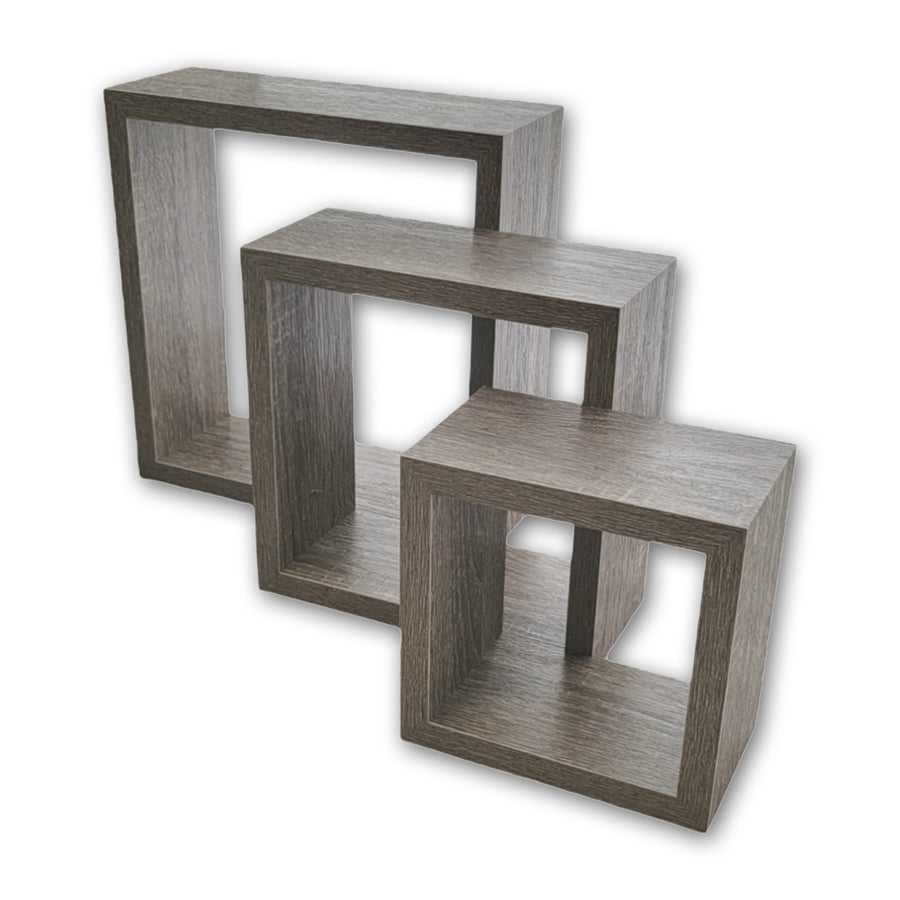 ITY International - Ensemble de 3 Tablettes En Bois Carré, Gris Taupe - Simple Boutique