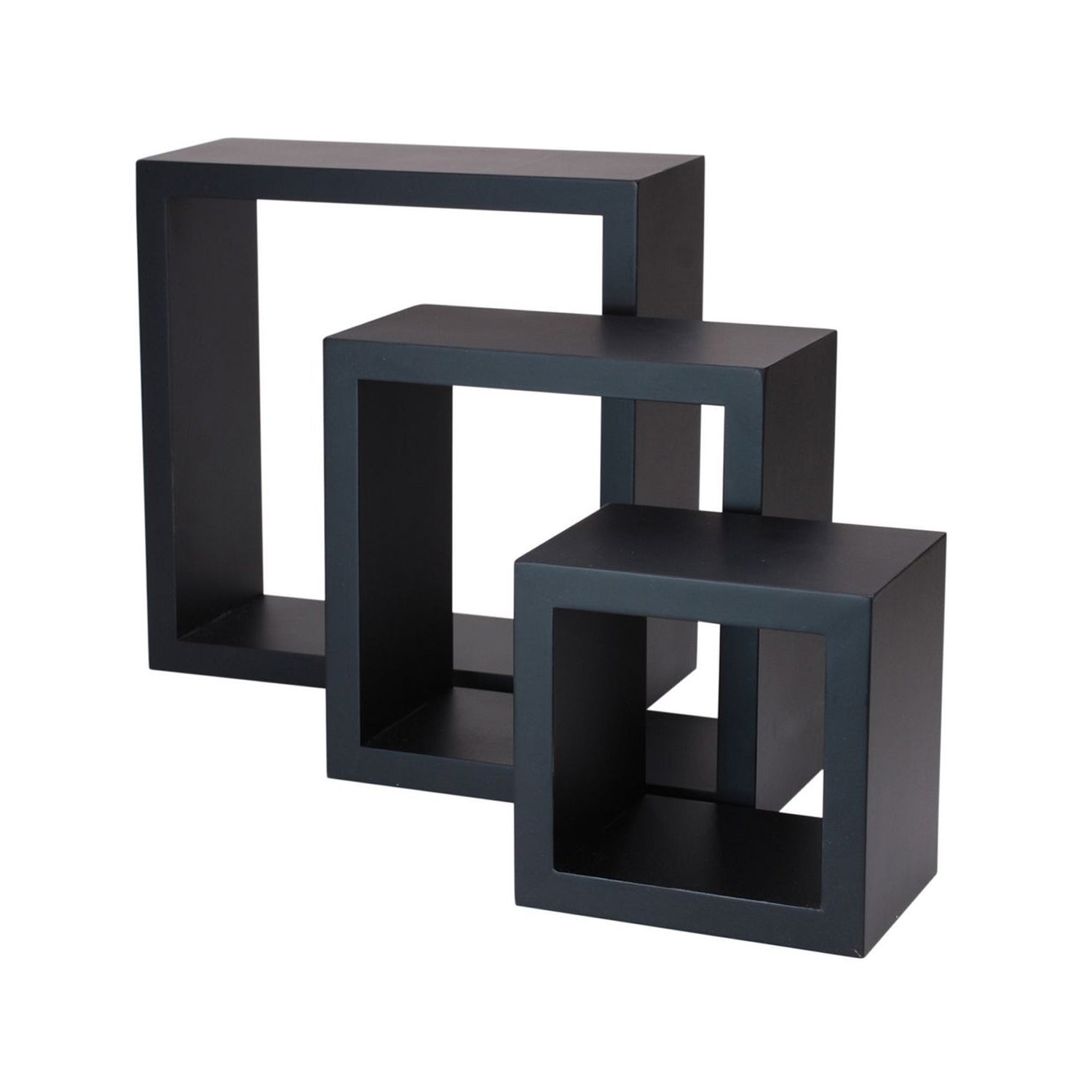 ITY International - Ensemble de 3 Tablettes En Bois Carré, Noir - Simple Boutique