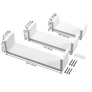 ITY International - Ensemble de 3 Tablettes Murales en Bois, Blanc - Simple Boutique