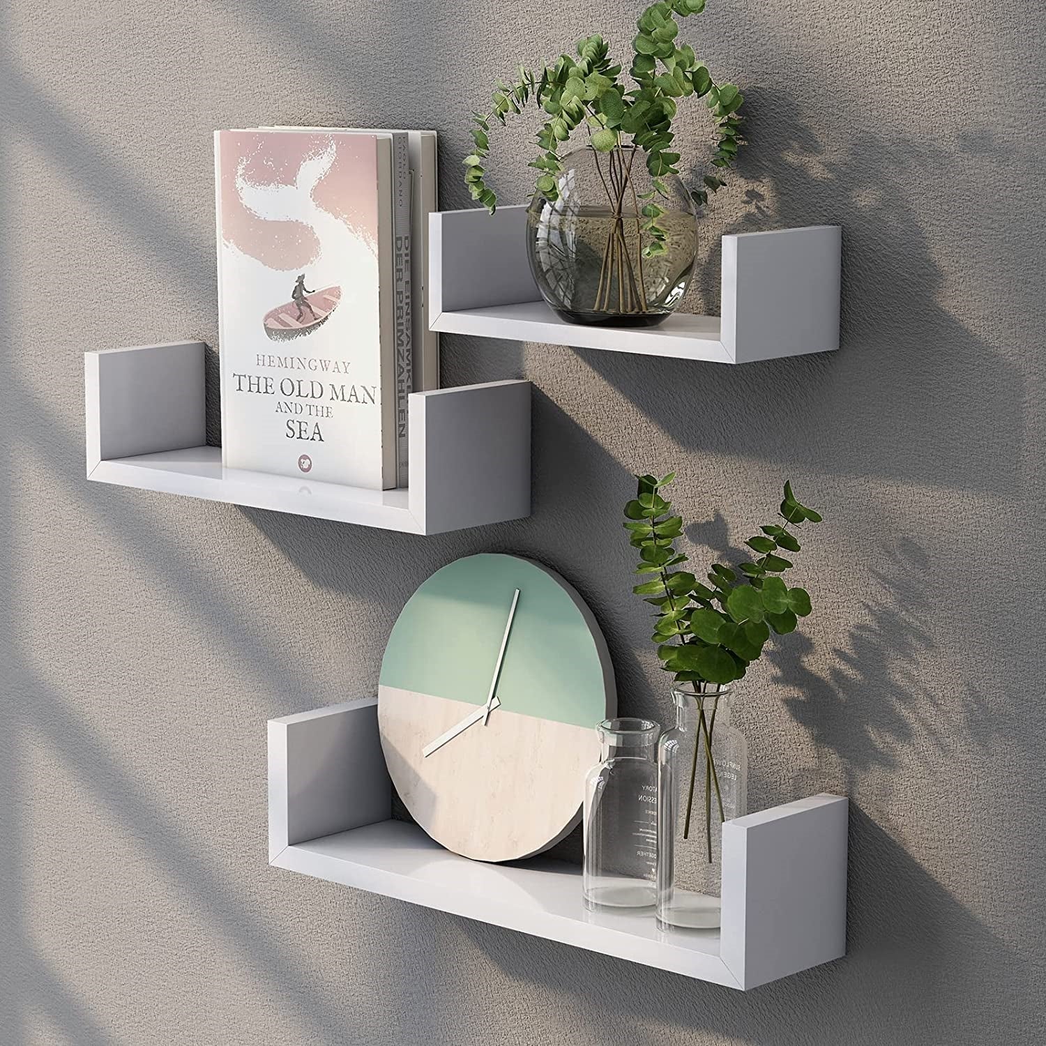 ITY International - Ensemble de 3 Tablettes Murales en Bois, Blanc - Simple Boutique