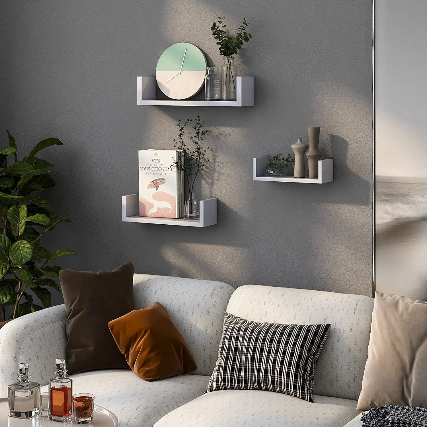 ITY International - Ensemble de 3 Tablettes Murales en Bois, Blanc - Simple Boutique