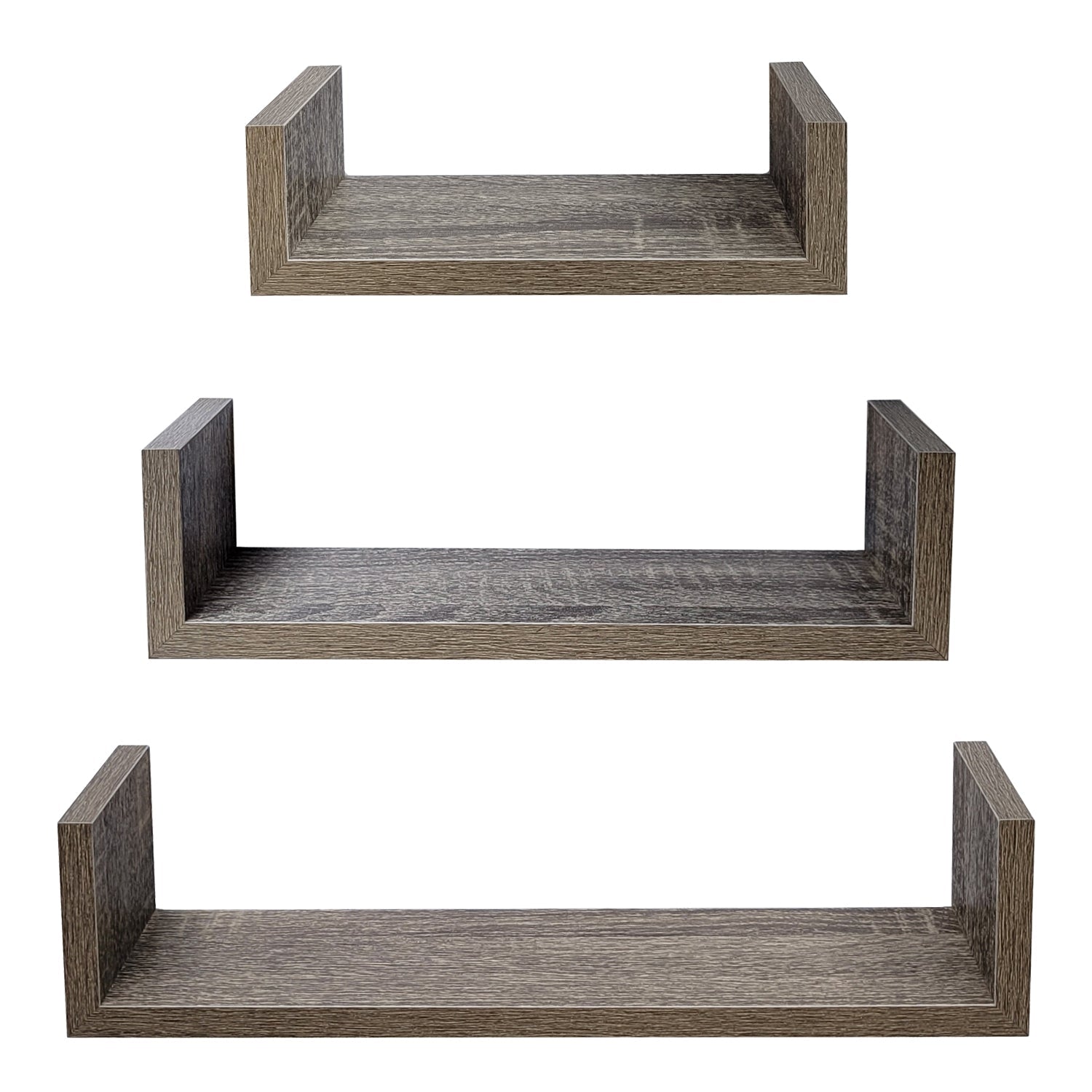 ITY International - Ensemble de 3 Tablettes Murales en Bois, Gris Taupe - Simple Boutique