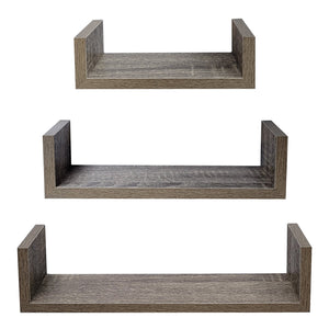 ITY International - Ensemble de 3 Tablettes Murales en Bois, Gris Taupe - Simple Boutique