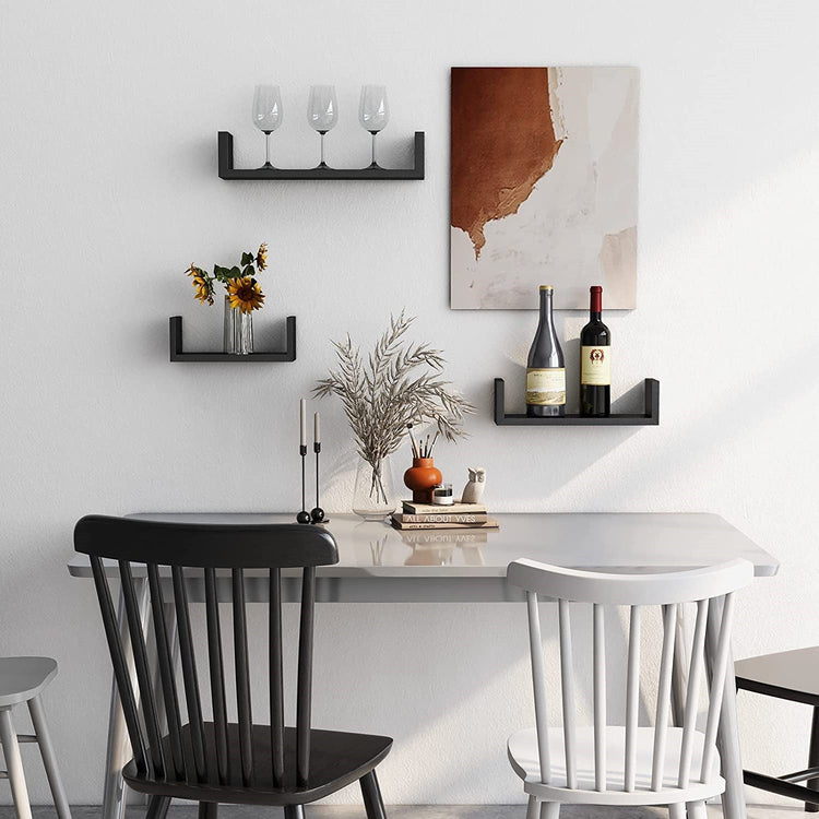 ITY International - Ensemble de 3 Tablettes Murales en Bois, Noir - Simple Boutique
