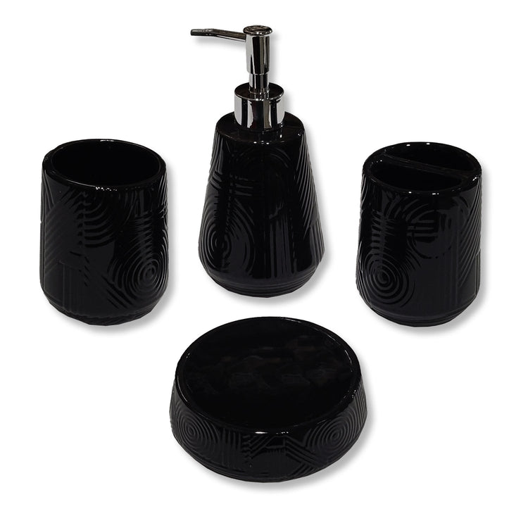 ITY International - Ensemble de 4 Morceaux d'accessoires pour Salle de Bain, Fabriqué en Céramique, Noir - Simple Boutique