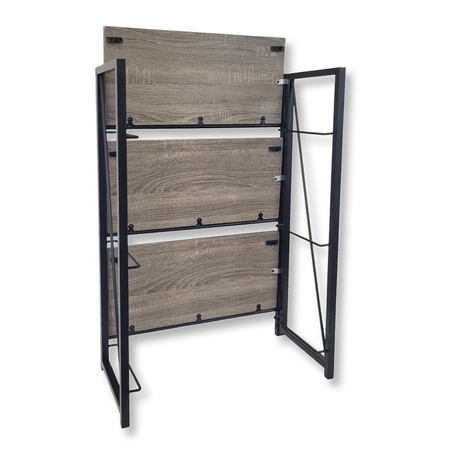 ITY International - Étagère Pliable à 3 Étages, 23.6" x37" x 11.8", Brun - Simple Boutique