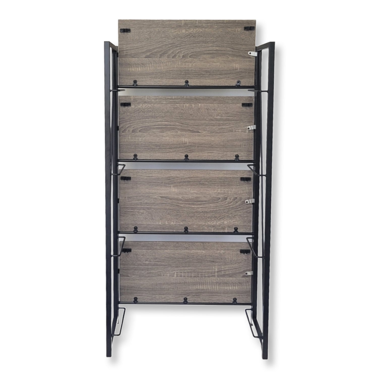 ITY International - Étagère Pliable à 4 Étages, 23.6" x37" x 11.8", Brun - Simple Boutique