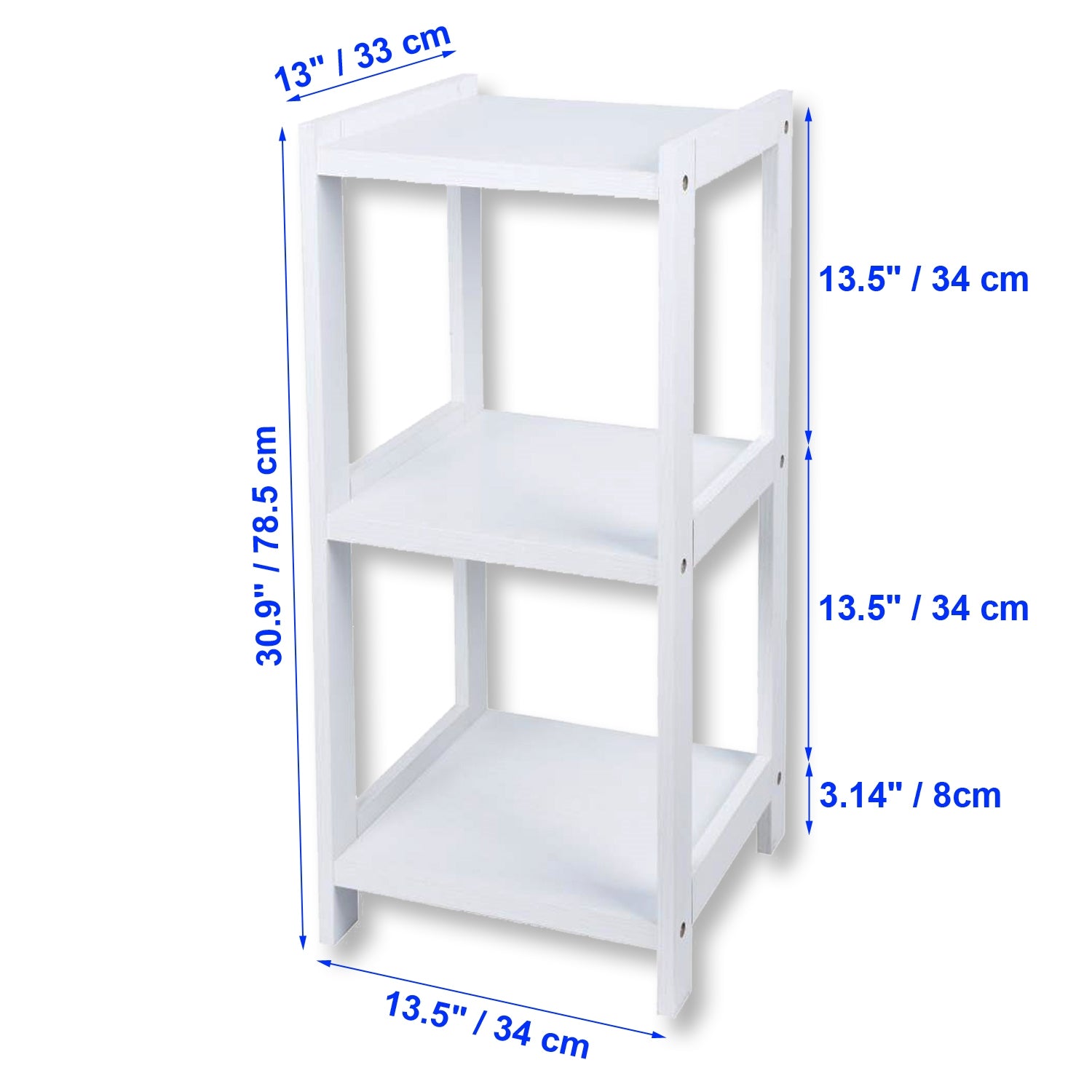 ITY International - Étagère à 3 Étages en MDF, 13.5" x 30.9" x 13", Blanc - Simple Boutique