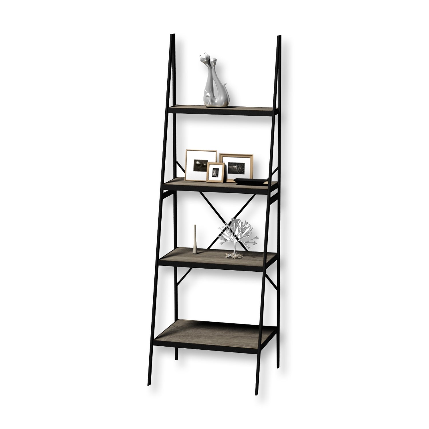 ITY International - Étagère à 4 Étages de Style Industrielle, Fabriqué en MDF, 23.6"x19.7"x70.9", Gris Taupe - Simple Boutique
