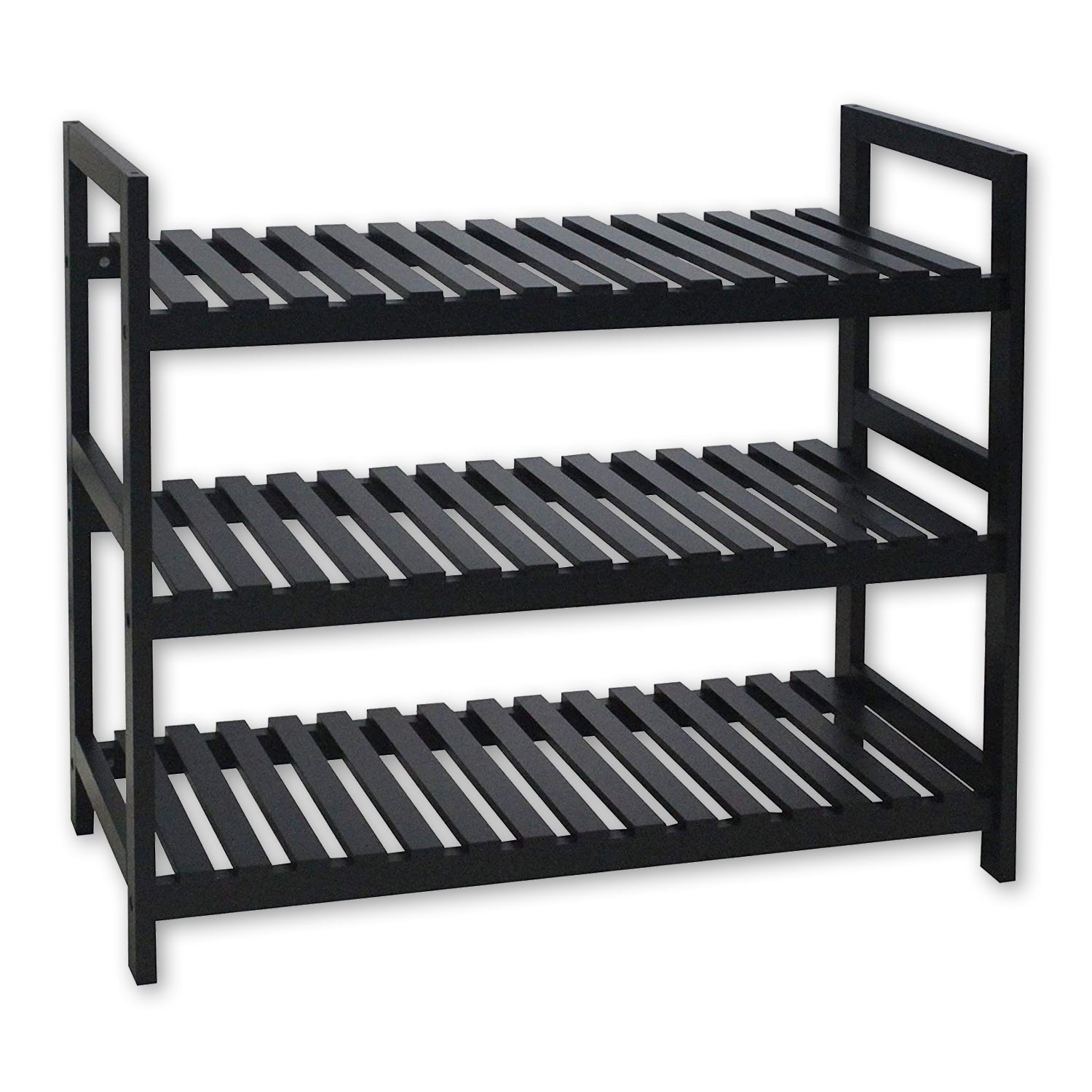 ITY International - Étagère à Chaussures en MDF à 3 Étages, 27.5"x10.94"x24.6", Noir - Simple Boutique