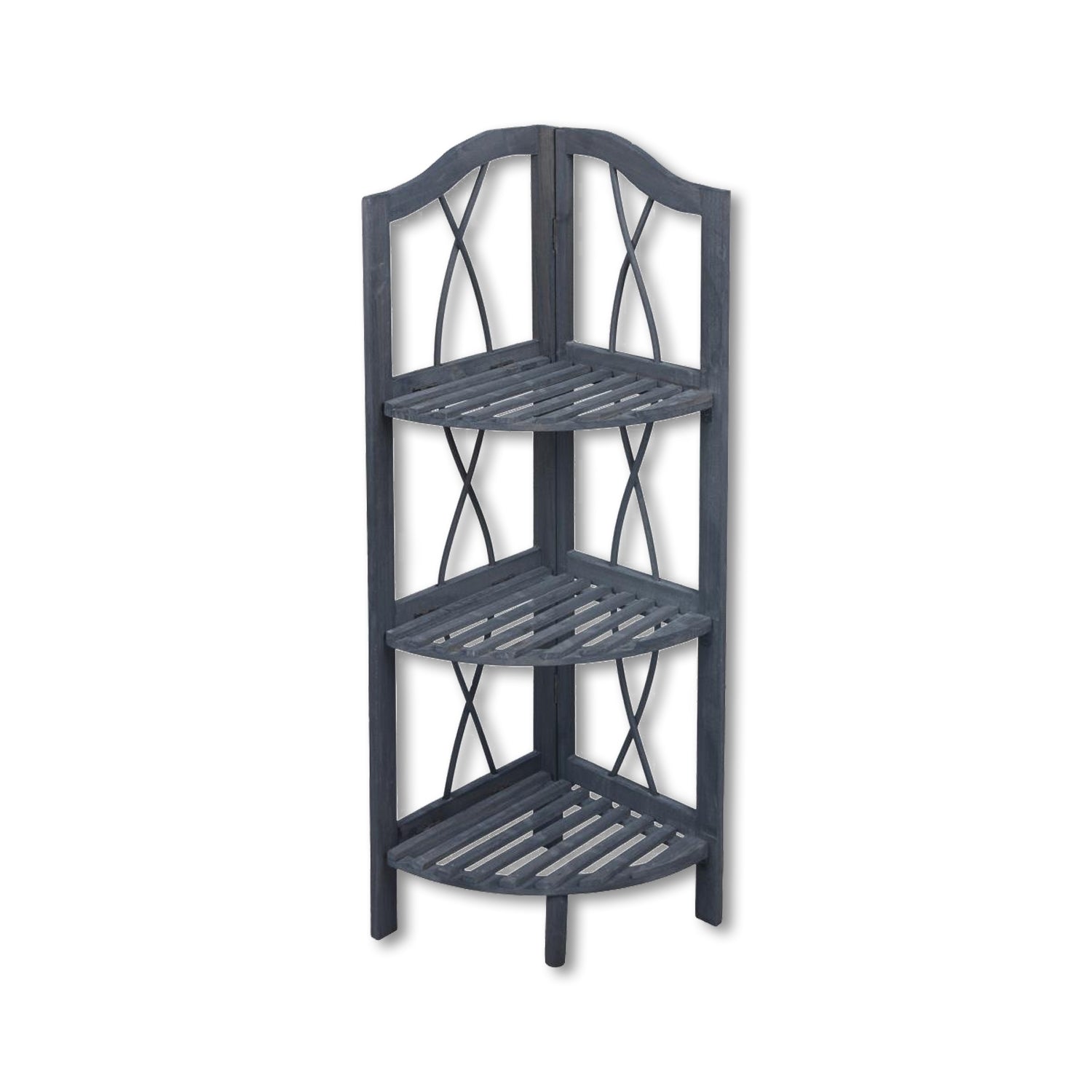 ITY International - Étagère en Coin à 3 Étages, 10.5"x10.5"x33.5", Gris - Simple Boutique