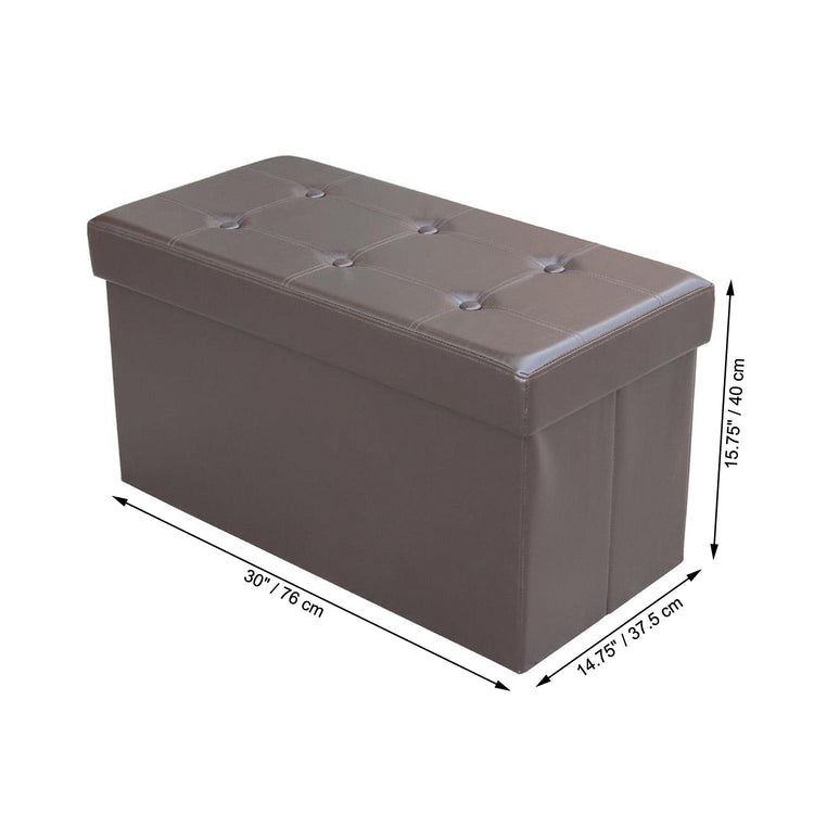 ITY International - Grand Ottomane/ Repose-Pied Pliable avec Rangement, 30" x 14.75" x 15.75, Brun Chocolat - Simple Boutique