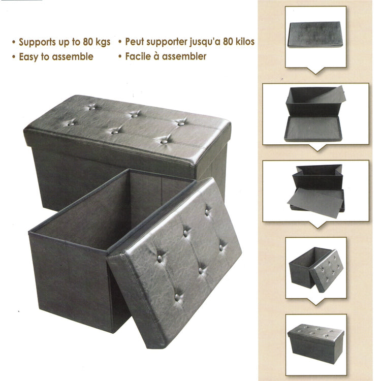 ITY International - Grand Ottomane/ Repose-Pied Pliable avec Rangement, 30" x 14.75" x 15.75, Brun Chocolat - Simple Boutique