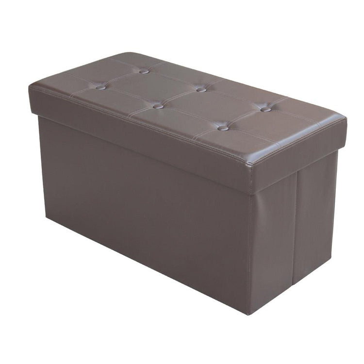 ITY International - Grand Ottomane/ Repose-Pied Pliable avec Rangement, 30" x 14.75" x 15.75, Brun Chocolat - Simple Boutique