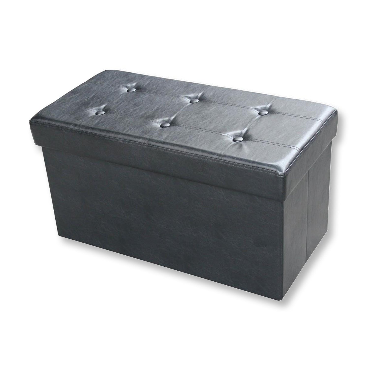 ITY International - Grand Ottomane/ Repose-Pied Pliable avec Rangement, 30" x 14.75" x 15.75, Noir - Simple Boutique