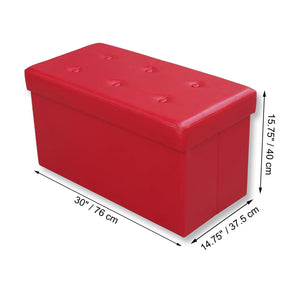 ITY International - Grand Ottomane/ Repose-Pied Pliable avec Rangement, 30" x 14.75" x 15.75, Rouge - Simple Boutique