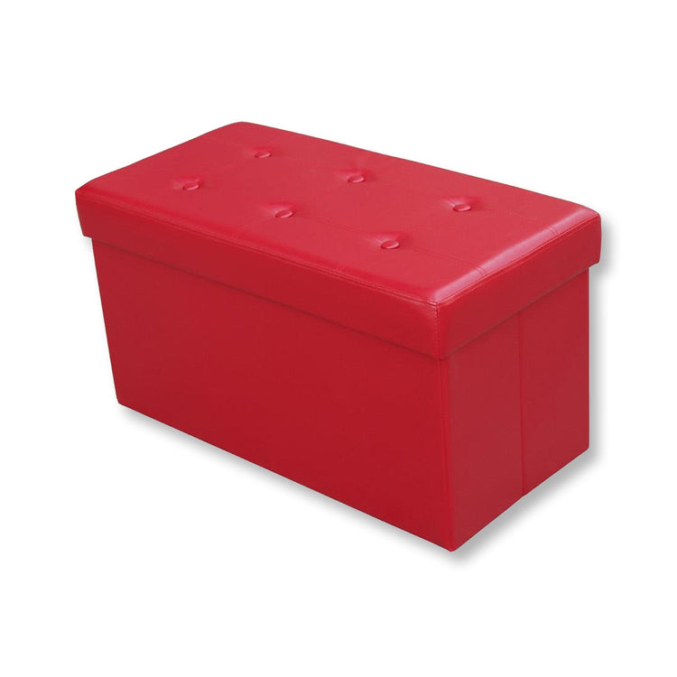 ITY International - Grand Ottomane/ Repose-Pied Pliable avec Rangement, 30" x 14.75" x 15.75, Rouge - Simple Boutique