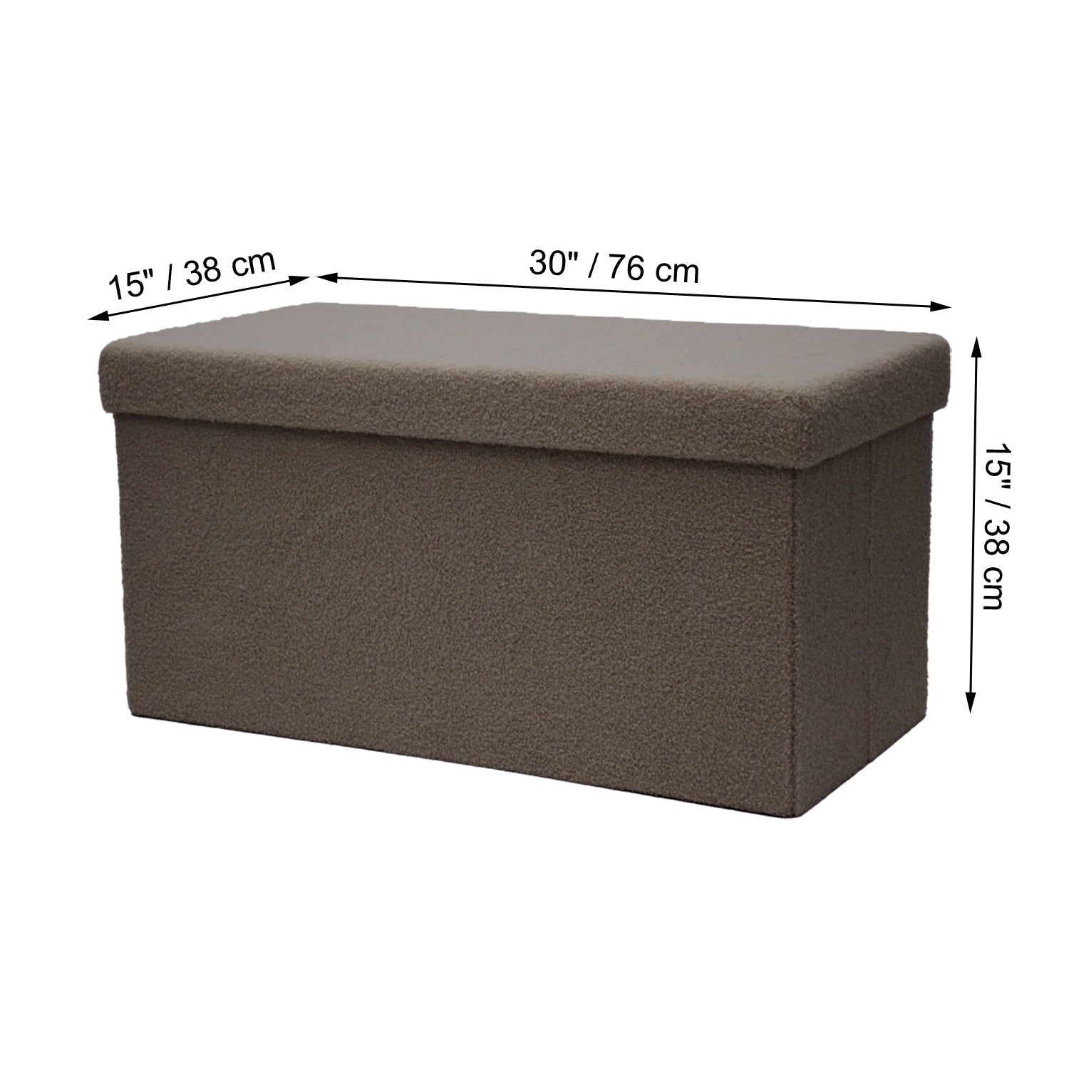 ITY International - Grand Ottomane/Repose-Pied Pliable en Tissu Pelucheux avec Rangement, 30" x 15" x 15", Chameau - Simple Boutique