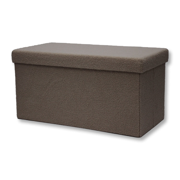 ITY International - Grand Ottomane/Repose-Pied Pliable en Tissu Pelucheux avec Rangement, 30" x 15" x 15", Chameau - Simple Boutique