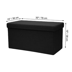 ITY International - Grand Ottomane/Repose-Pied Pliable en Tissu Pelucheux avec Rangement, 30" x 15" x 15", Noir - Simple Boutique