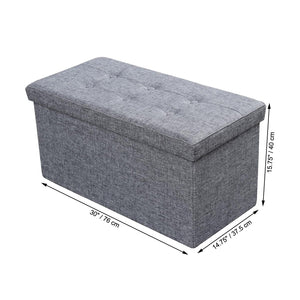 ITY International - Grand Ottomane/Repose-Pied Pliable en Tissus avec Rangement, 30" x 14.75" x 15.75", Gris - Simple Boutique