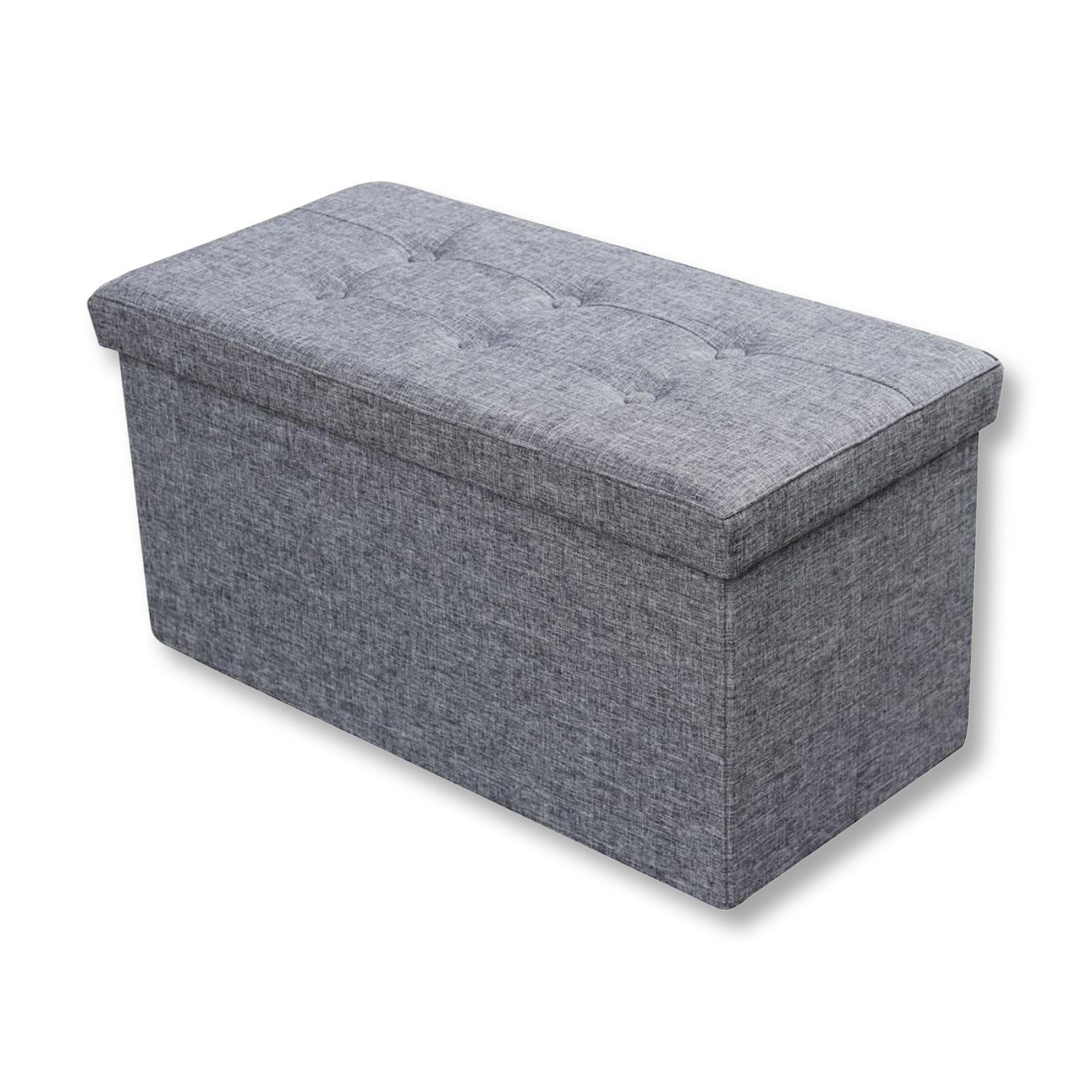 ITY International - Grand Ottomane/Repose-Pied Pliable en Tissus avec Rangement, 30" x 14.75" x 15.75", Gris - Simple Boutique