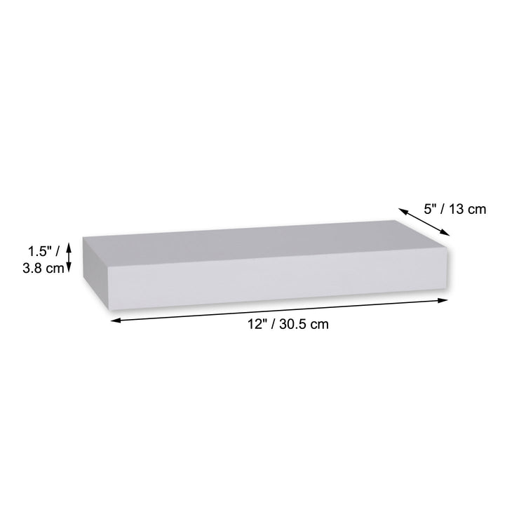 ITY International - Mini Tablette Flottante Individuelle en Bois, 12" x 5.1" x 1.5", Blanc - Simple Boutique