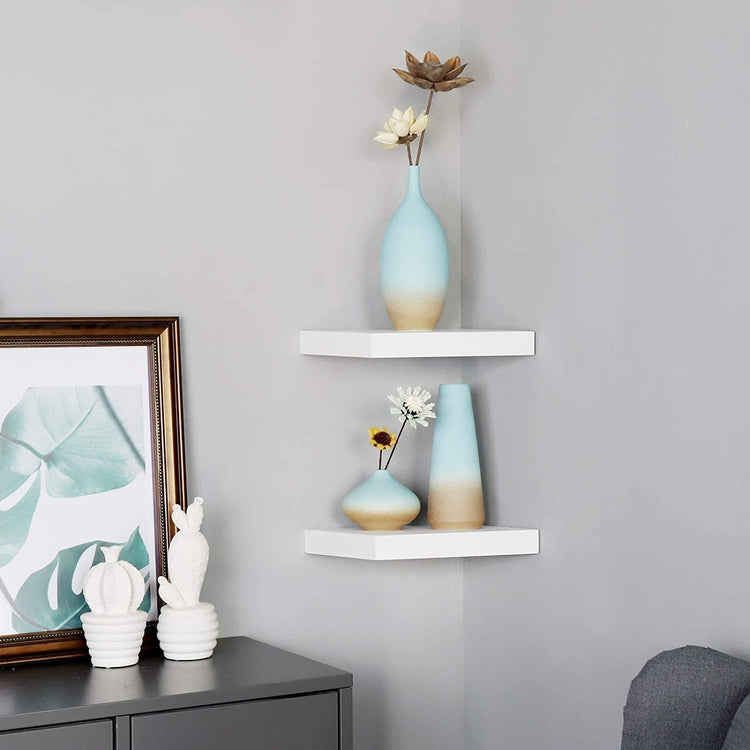ITY International - Mini Tablette Flottante Individuelle en Bois, 12" x 5.1" x 1.5", Blanc - Simple Boutique