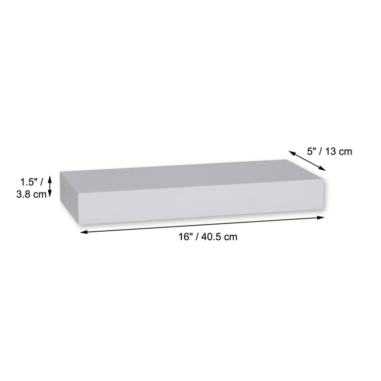ITY International - Mini Tablette Flottante Individuelle en Bois, 16" x 5.1" x 1.5", Blanc - Simple Boutique