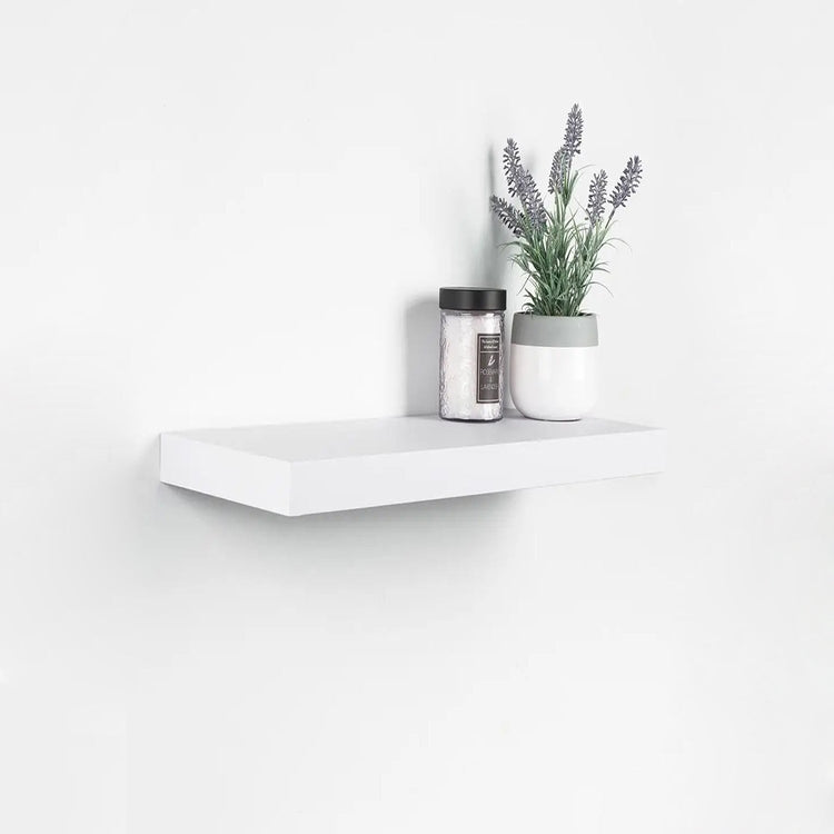 ITY International - Mini Tablette Flottante Individuelle en Bois, 16" x 5.1" x 1.5", Blanc - Simple Boutique