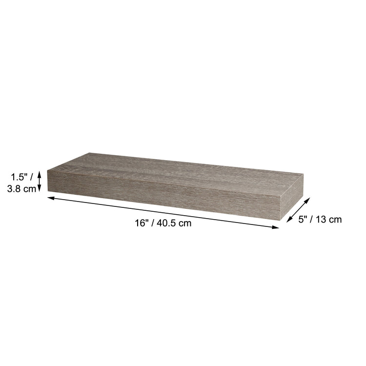 ITY International - Mini Tablette Flottante Individuelle en Bois, 16" x 5.1" x 1.5", Gris Taupe - Simple Boutique