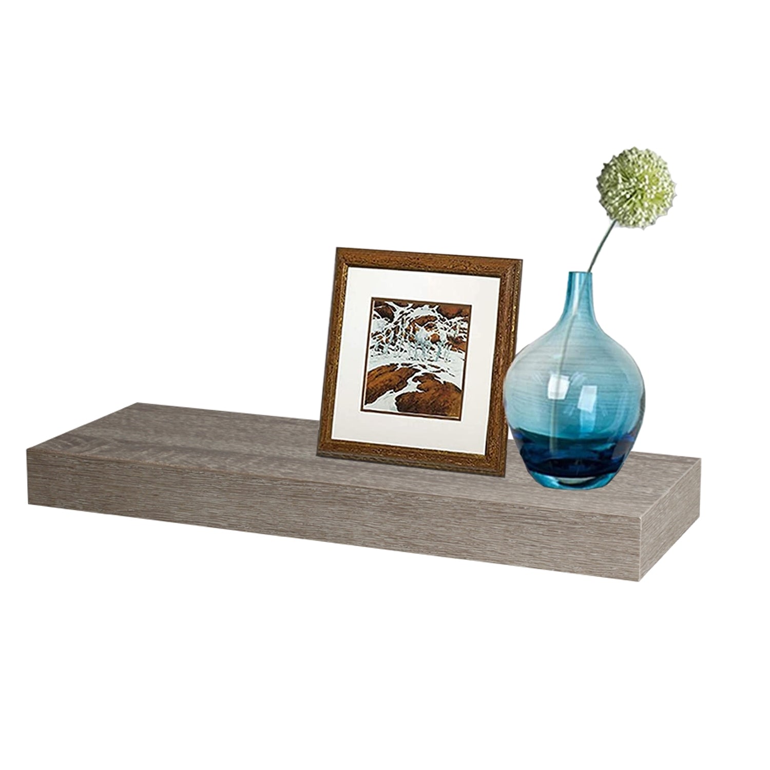 ITY International - Mini Tablette Flottante Individuelle en Bois, 16" x 5.1" x 1.5", Gris Taupe - Simple Boutique