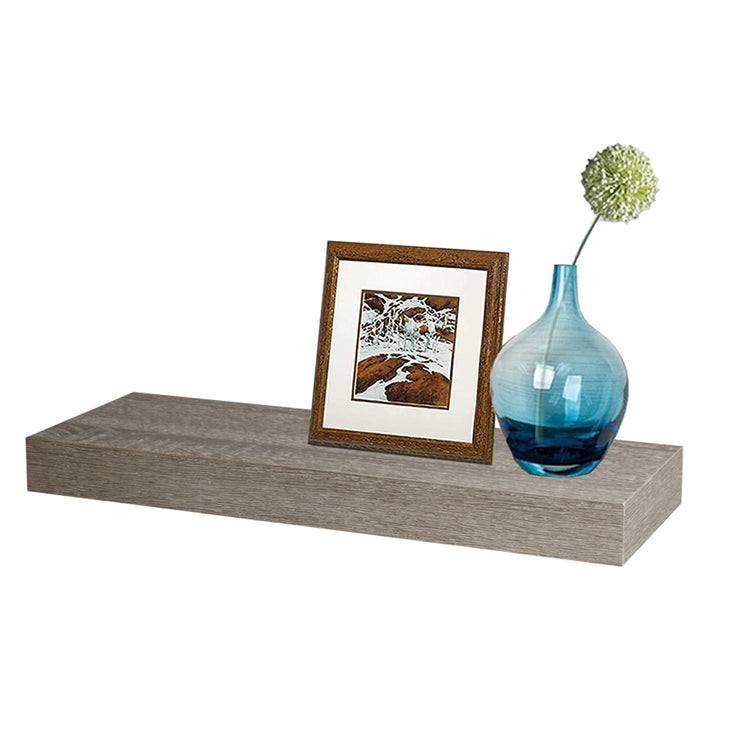 ITY International - Mini Tablette Flottante Individuelle en Bois, 16" x 5.1" x 1.5", Gris Taupe - Simple Boutique