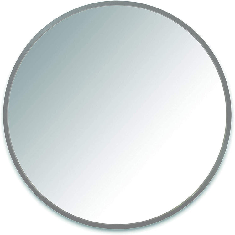 ITY International - Miroir Mural Rond, Diamètre de 23.6", Cadre Gris - Simple Boutique
