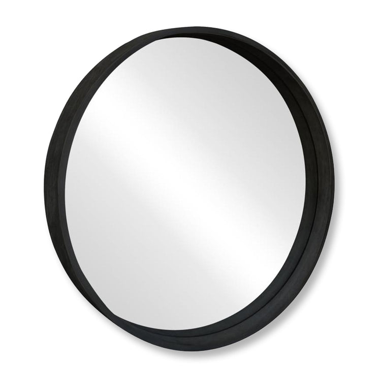 ITY International - Miroir Mural Rond, Diamètre de 23.6", Cadre Noir - Simple Boutique