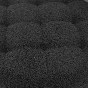 ITY International - Ottomane/ Repose-Pieds Rond avec Rangement, Tissus Pelucheux, 18" x 16", Noir - Simple Boutique