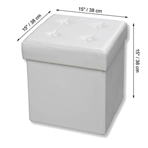 ITY International - Ottomane/Repose-Pied Pliable avec Rangement, 15" x 15" x 15, Beige - Simple Boutique