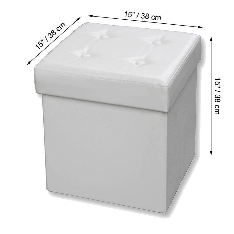 ITY International - Ottomane/Repose-Pied Pliable avec Rangement, 15" x 15" x 15, Beige - Simple Boutique