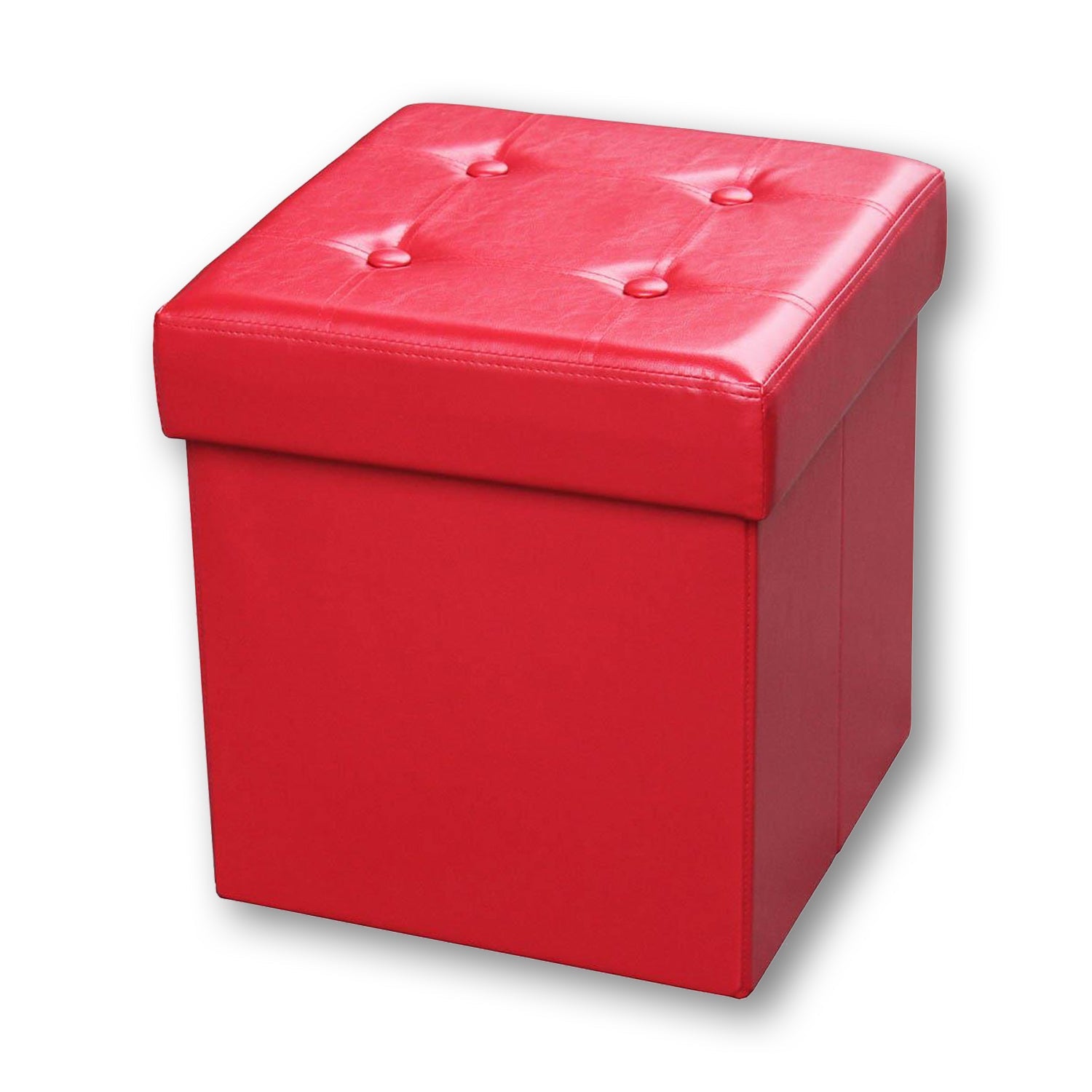 ITY International - Ottomane/Repose-Pied Pliable avec Rangement, 15" x 15" x 15", Rouge - Simple Boutique