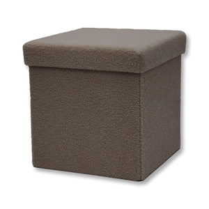 ITY International - Ottomane/Repose-Pied Pliable en Tissu Pelucheux avec Rangement, 15" x 15" x 15", Chameau - Simple Boutique