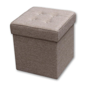 ITY International - Ottomane/Repose-Pied Pliable en Tissus avec Rangement, 15" x 15" x 15", Beige - Simple Boutique