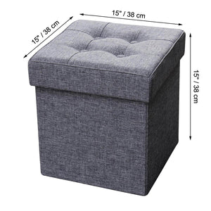ITY International - Ottomane/Repose-Pied Pliable en Tissus avec Rangement, 15" x 15" x 15", Gris - Simple Boutique