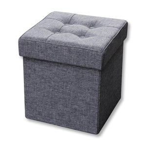 ITY International - Ottomane/Repose-Pied Pliable en Tissus avec Rangement, 15" x 15" x 15", Gris - Simple Boutique
