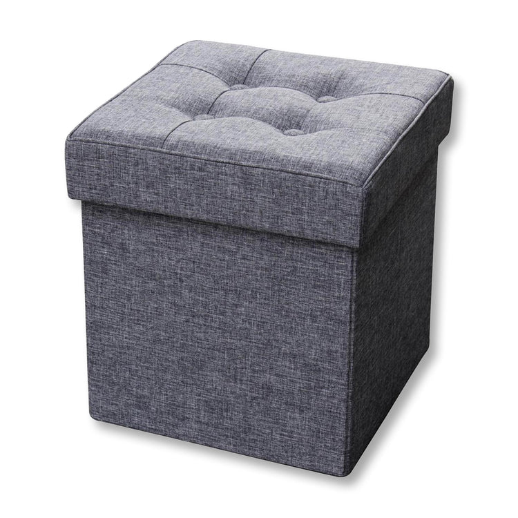 ITY International - Ottomane/Repose-Pied Pliable en Tissus avec Rangement, 15" x 15" x 15", Gris - Simple Boutique