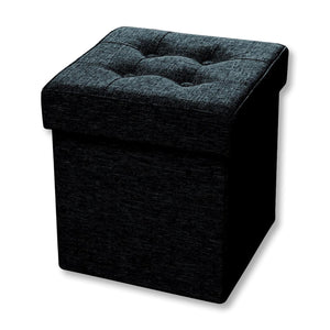 ITY International - Ottomane/Repose-Pied Pliable en Tissus avec Rangement, 15" x 15" x 15", Noir - Simple Boutique