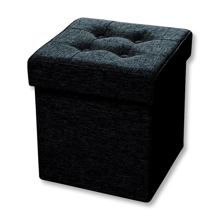 ITY International - Ottomane/Repose-Pied Pliable en Tissus avec Rangement, 15" x 15" x 15", Noir - Simple Boutique