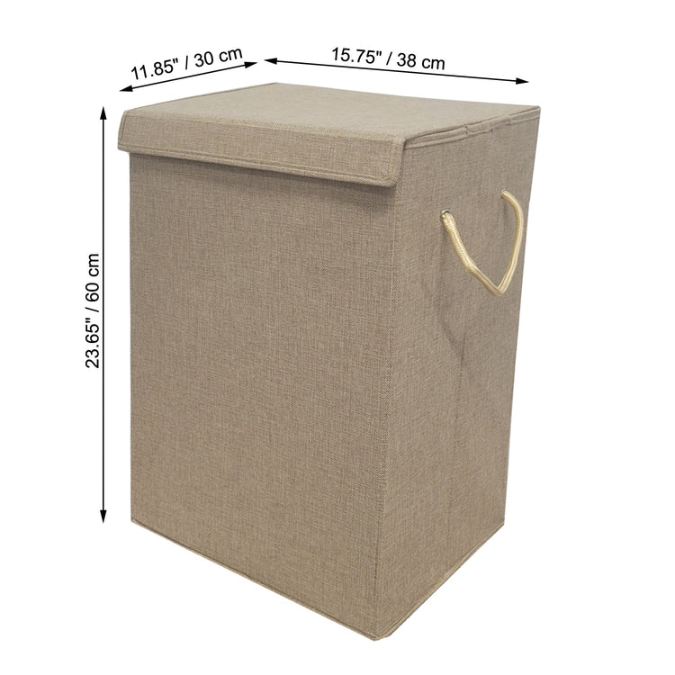 ITY International - Panier à Linge Pliable en Tissu, 15.75" x 11.85" x 23.65", Beige - Simple Boutique