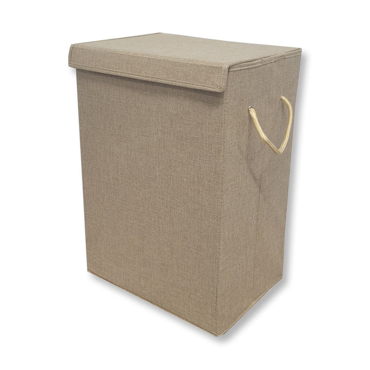 ITY International - Panier à Linge Pliable en Tissu, 15.75" x 11.85" x 23.65", Beige - Simple Boutique