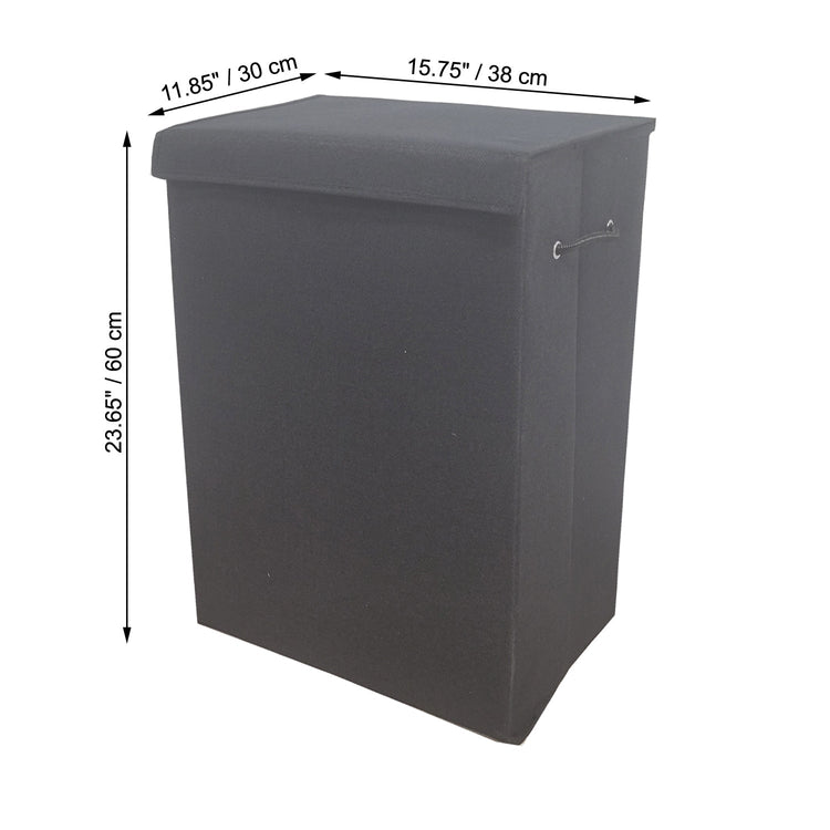 ITY International - Panier à Linge Pliable en Tissu, 15.75" x 11.85" x 23.65", Noir - Simple Boutique